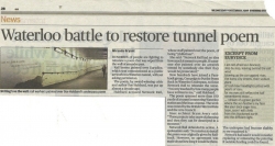 December 2009 Waterloo battle to restore tunnel poem